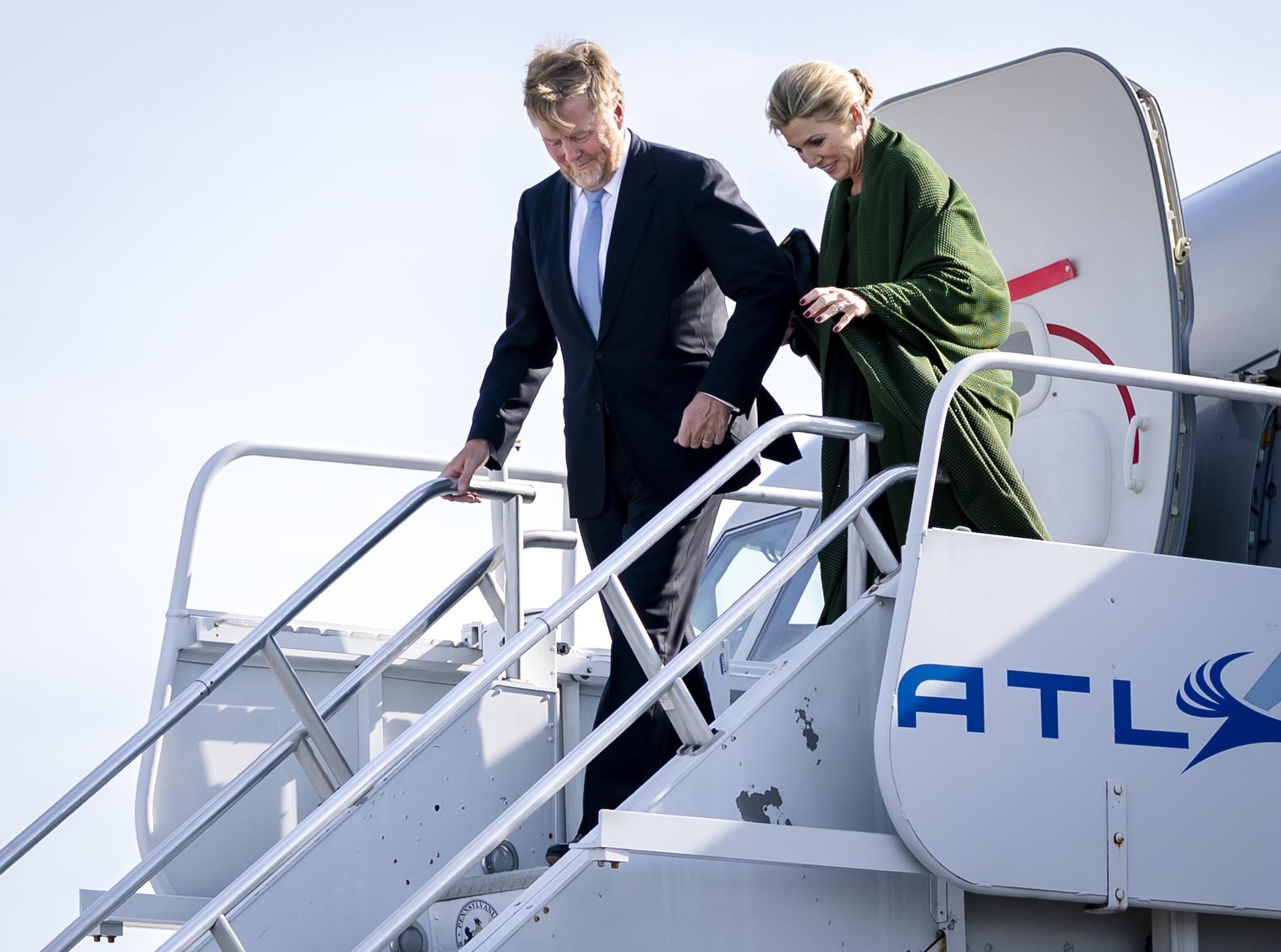 Koning Willem-Alexander en koningin Máxima landen in Philidelphia voor driedaags werkbezoek. Foto: ANP