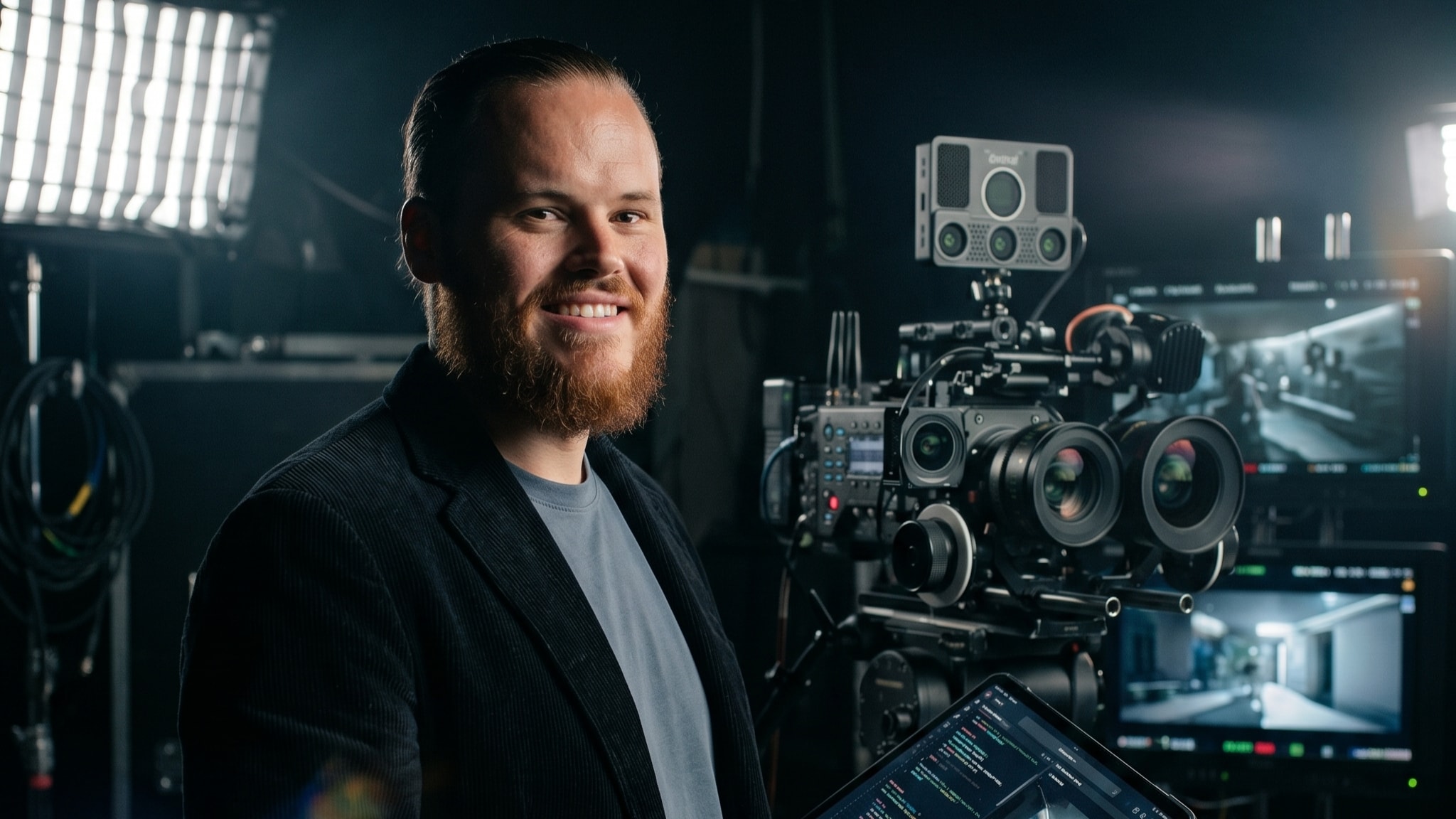 Jan-Willem Blom is AI-filmmaker en oprichter van VideoState. Hij neemt je mee in hoe je AI kan inzetten om een Blockbuster te maken. Foto gegeneerd met Gemini AI.  Jan-Willem Blom is AI-filmmaker en oprichter van Videostate.