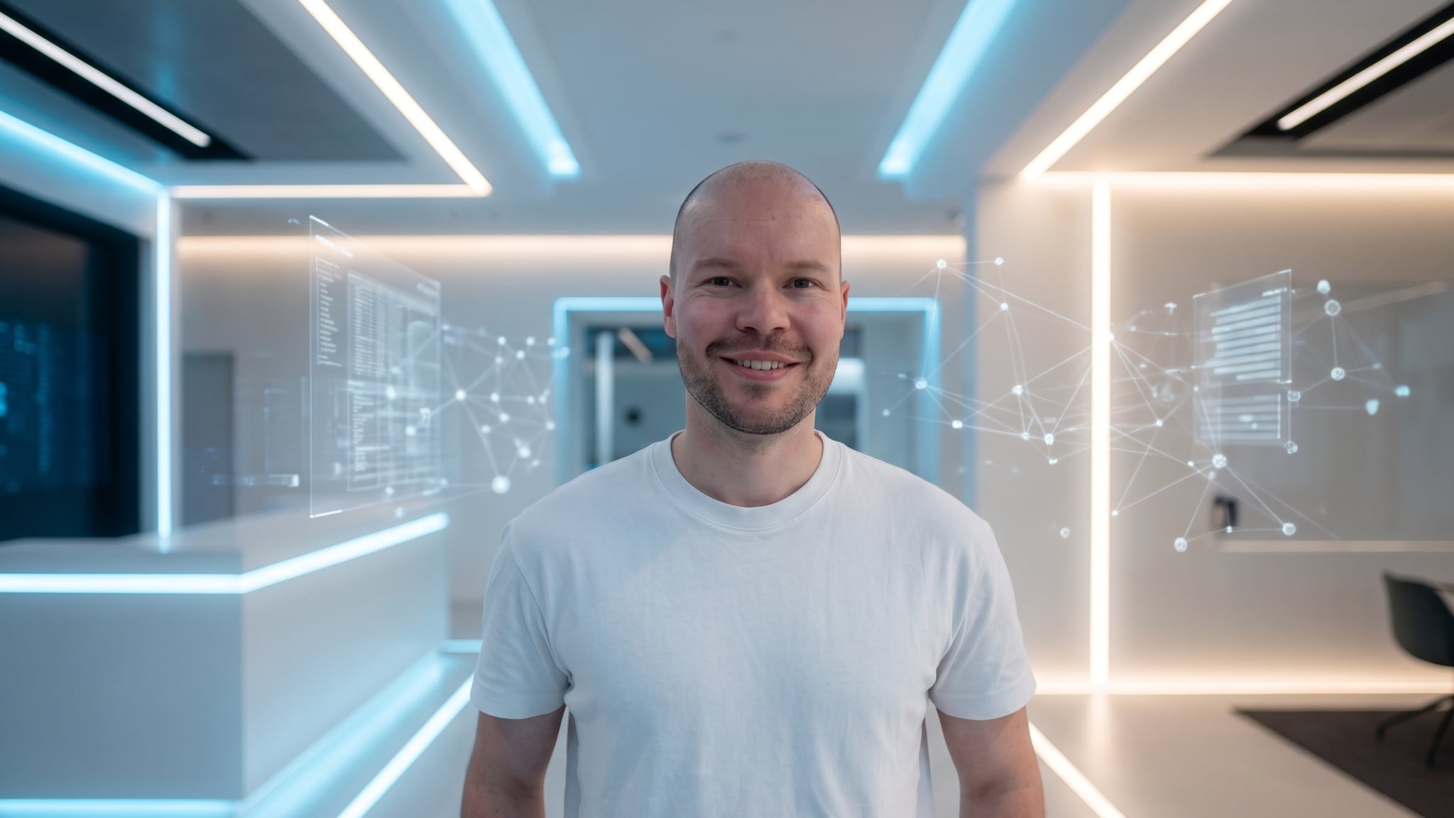Jelmer Peerbolte, oprichter van Korale, vertelt in Lekker werken met AI hoe je professionele afbeeldingen kunt genereren met AI. Beeld: BusinessWise/bewerkt met Google Gemini