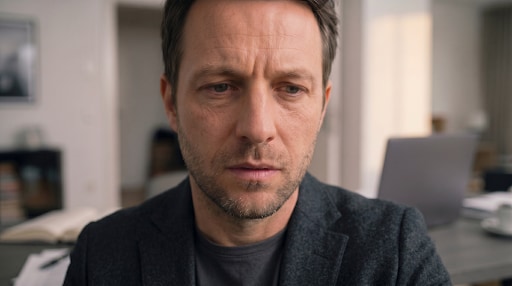 Close-up van bezorgde man. Afbeelding gegeneerd door Jan-Willem Blom met behulp van Google Nano Banana Pro ‘Close-up van bezorgde man’. Afbeelding: Google Nano Banana Pro