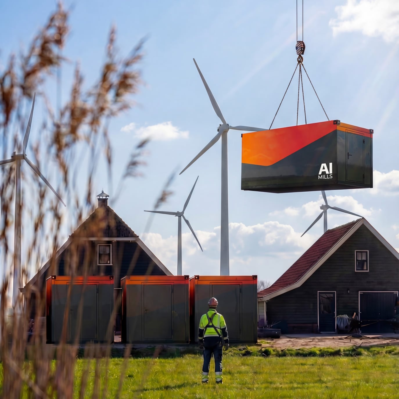 AI Mills maakt gebruik van zeecontainers als mini-datacenterts. Beeld: AI Mills AI Mills maakt gebruik van zeecontainers als mini-datacenterts. Beeld: AI Mills
