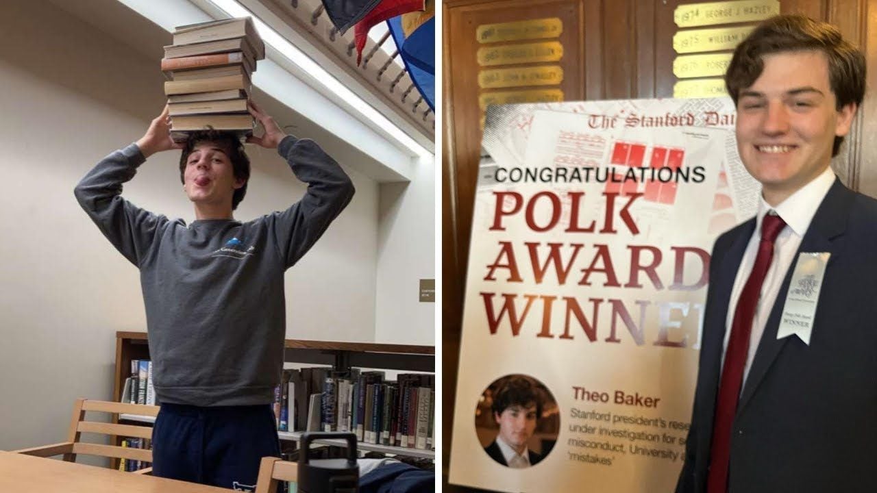 Theo Baker, 17 jaar, student en auteur van het onthullende awardwinning boek over Stanford University. Penguin