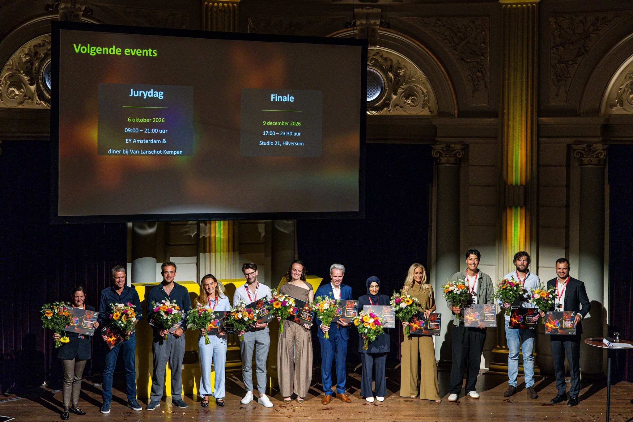 Bekendmaking van de genomineerden voor EY Entrepreneur Of The Year award in het Concertgebouw van Amsterdam. Beeld: Dingena Mol