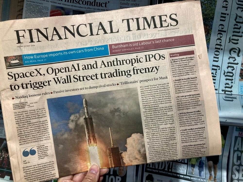 SpaceX, OpenAI en Anthropic beheersen de voorpagina's in de VS. Shutterstock
