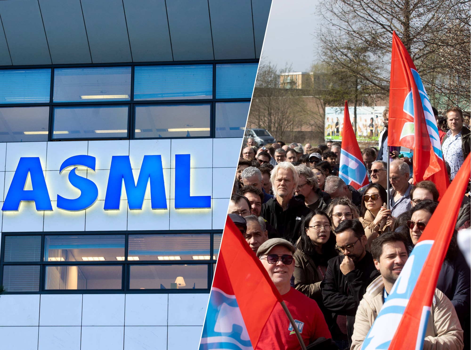 Een eerdere protestactie bij ASML, ook op initiatief van FNV.