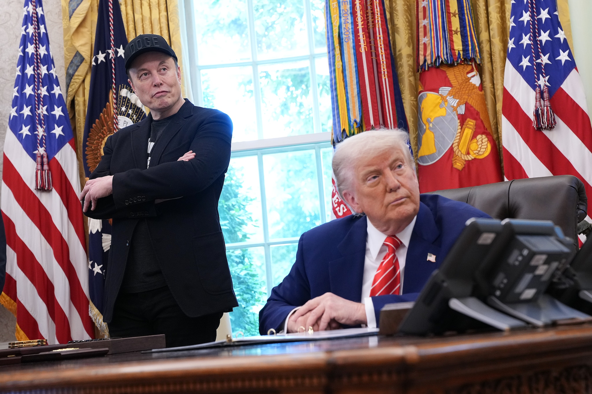 Elon Musk toen hij nog goede maatjes was met Donald Trump. Getty Images