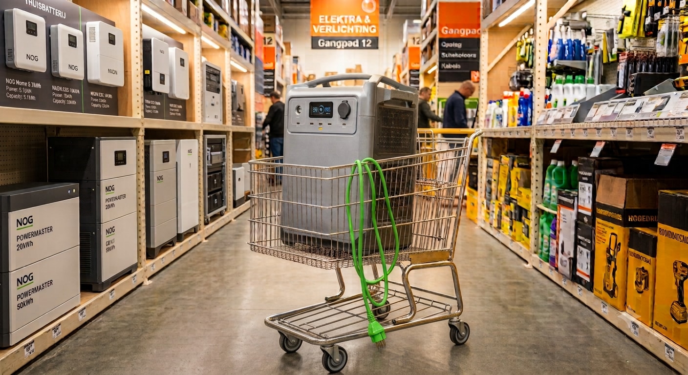 Al nagedacht over een thuisbatterij? Bouwmarkten leveren ze ook. AD/AI