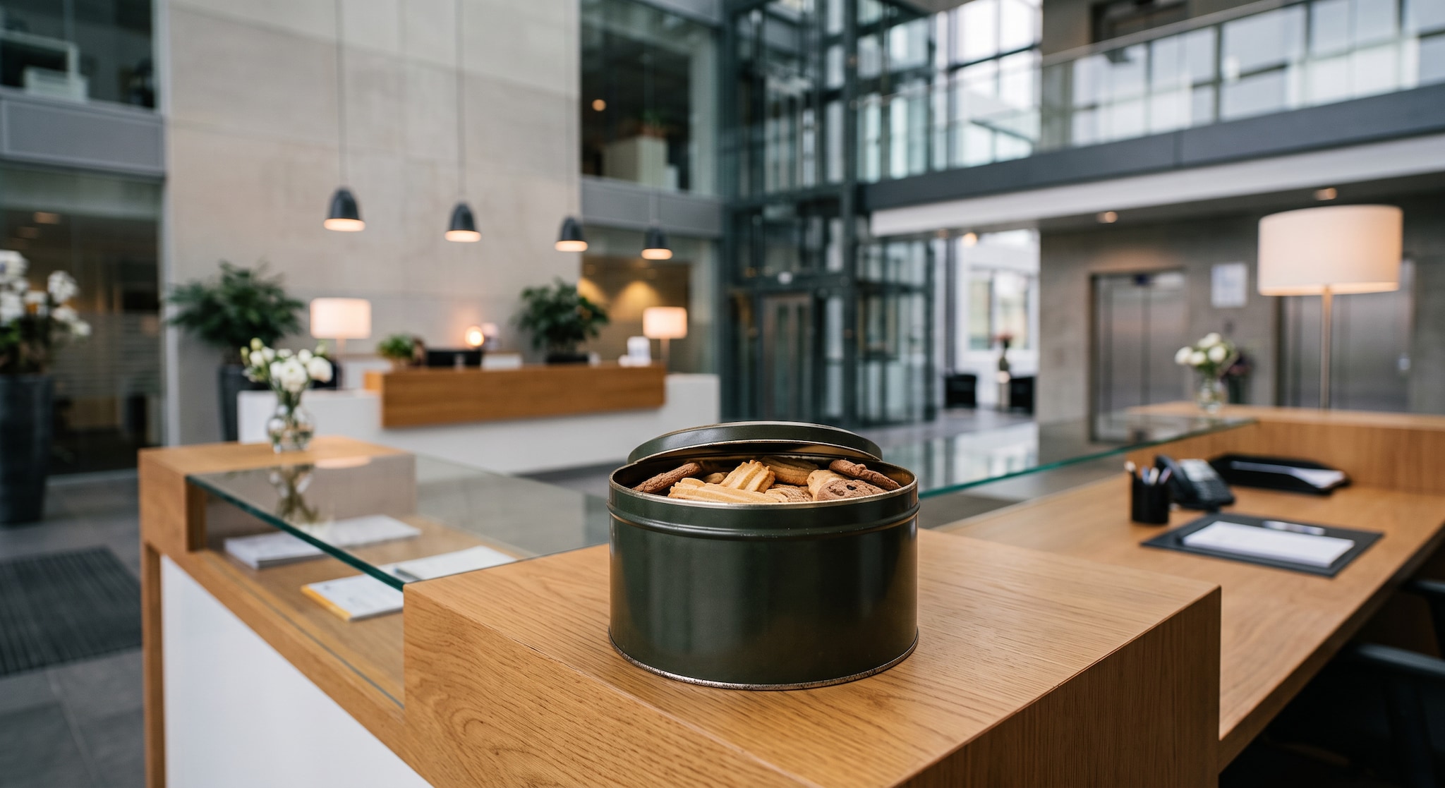 De koektrommel bij de receptie. Voor het bedrijf misschien heel normaal, maar voor een buitenstaander bijzonder, legt Cor Hospes uit.