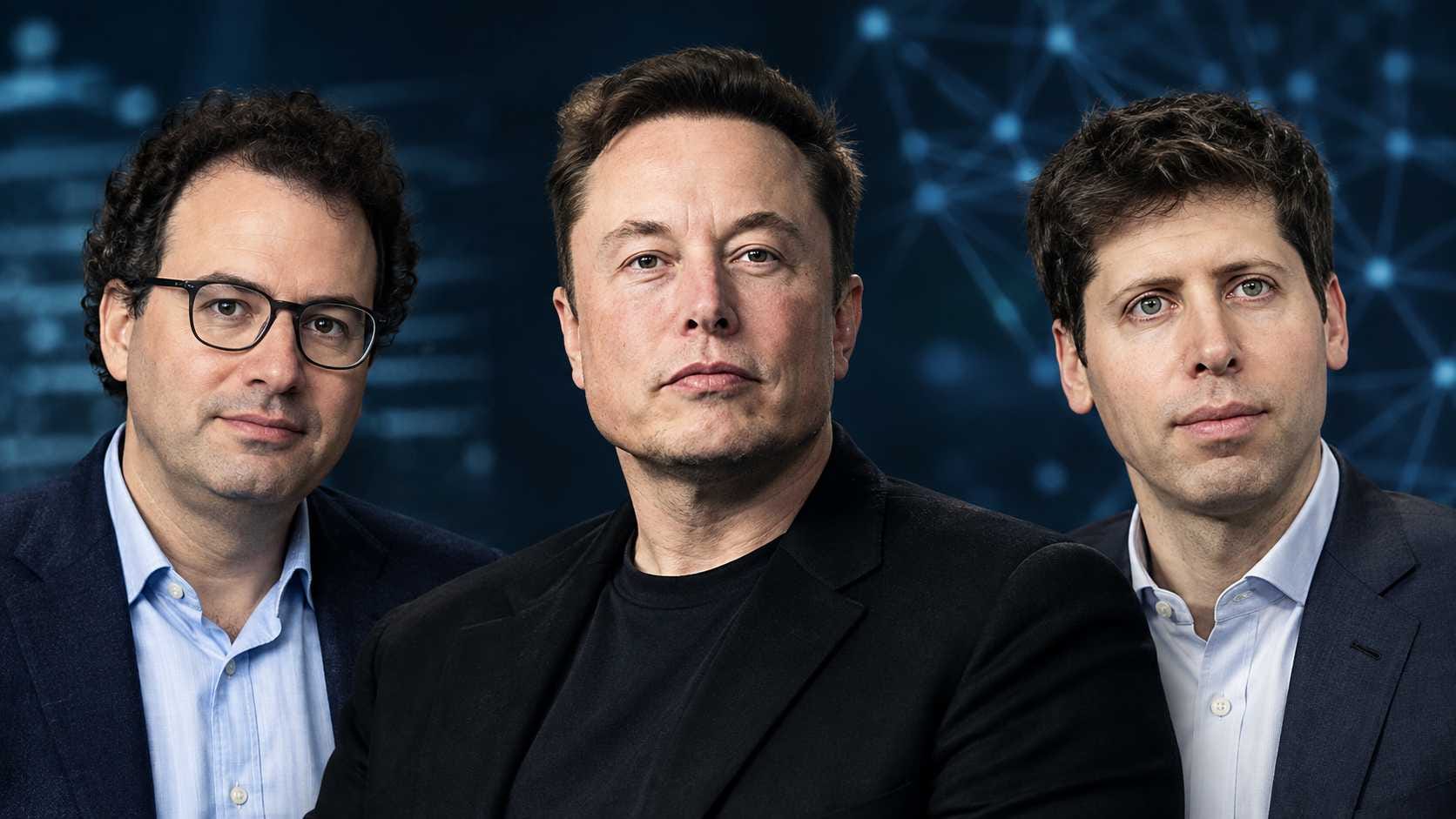 V.l.n.r. Amodei, Musk en Altman waarschuwen voor de snelle ontwikkeling van AI en de mogelijke gevolgen ervan.