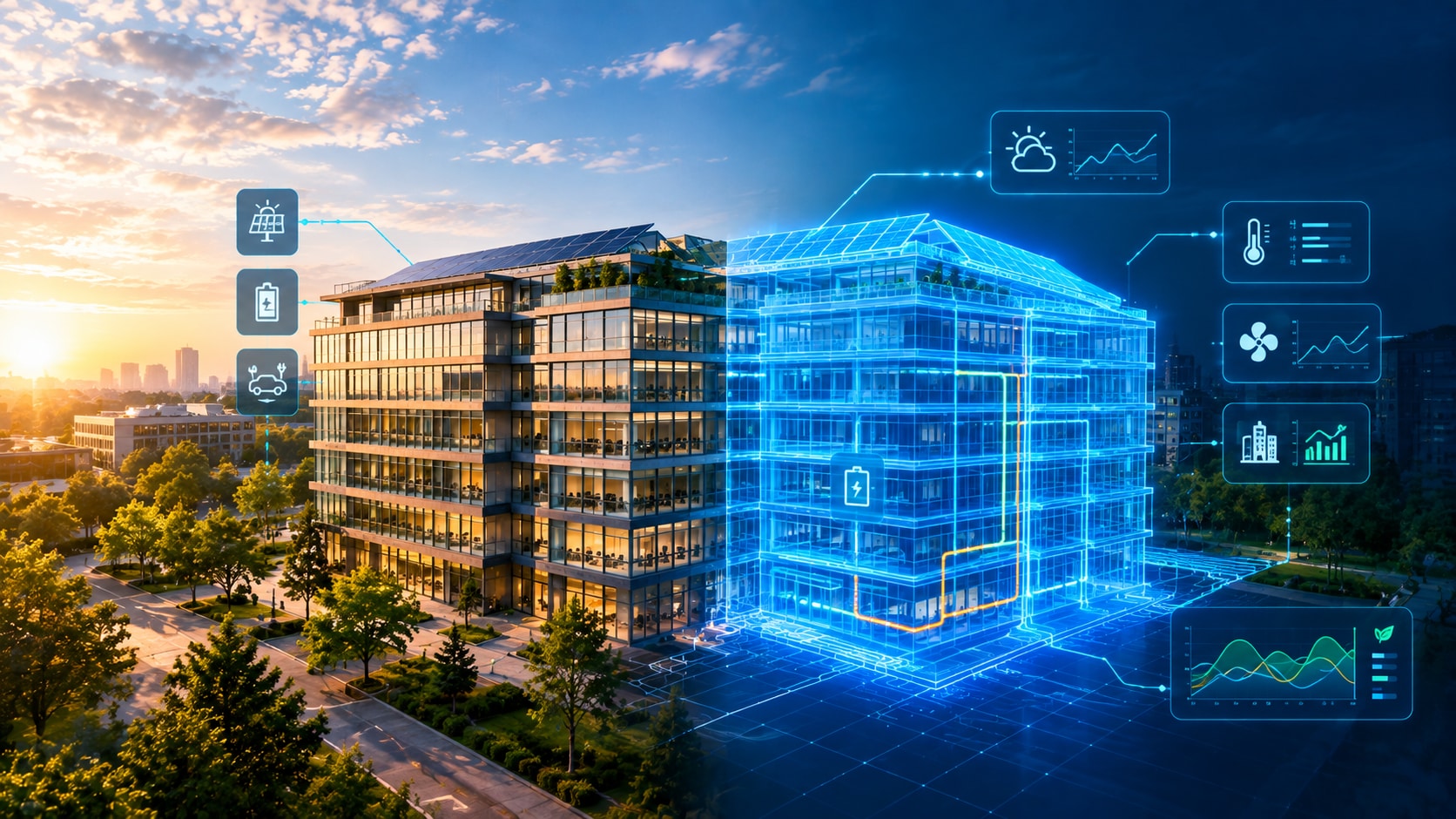 Digital twin van een gebouw helpt om energiekosten inzichtelijk te maken en te besparen.