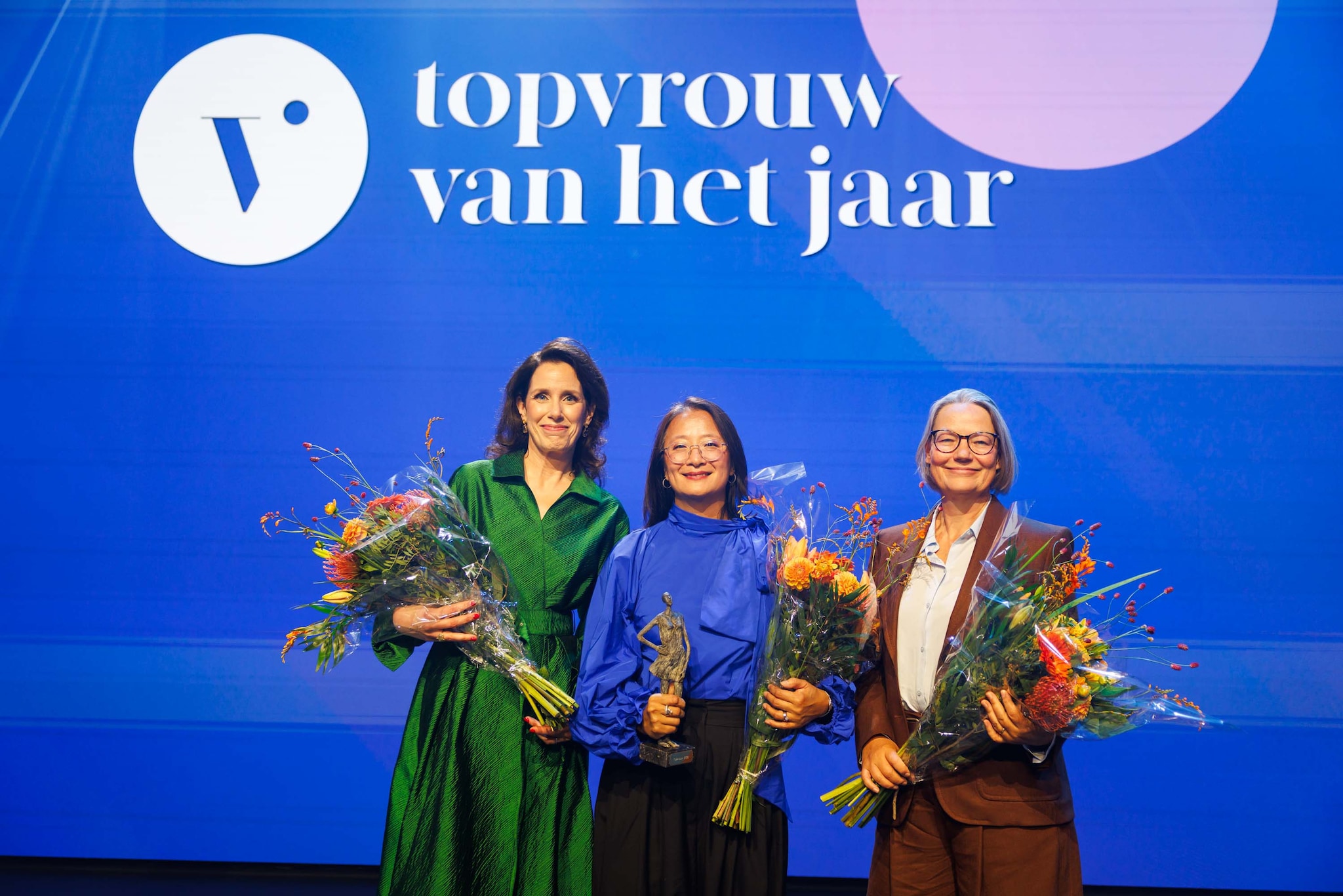 Charlotte Hanneman (CFO Philips), topvrouw van het jaar Sue Preenen (procureur-generaal Openbaar Ministerie) en Hester Bijl (Rector Magnificus TU Delft)