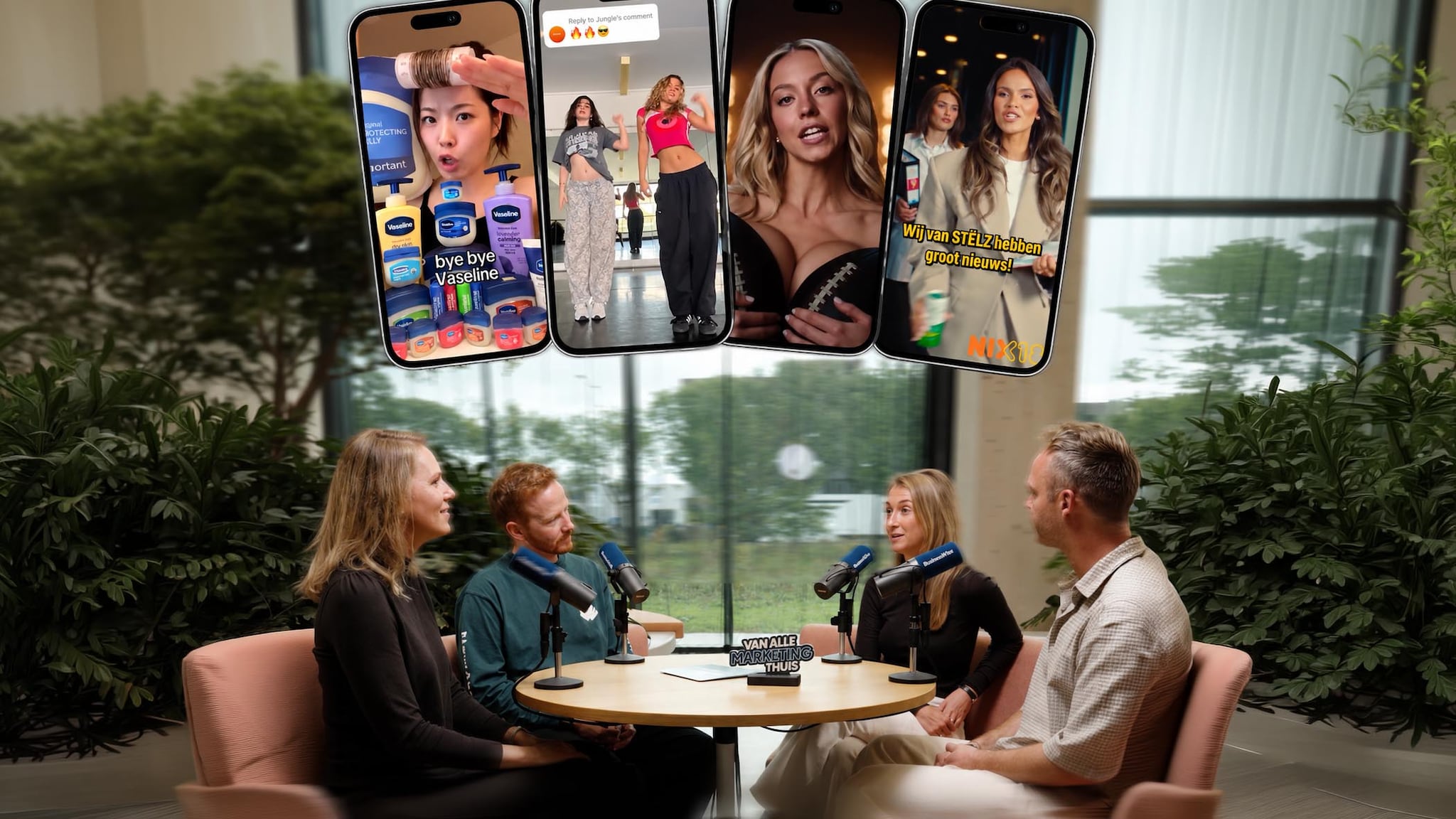 Marloes Flink, Japie Stoppelenburg, Jasmijn Stenzler en Roy Boere in Van alle marketing thuis BusinessWise